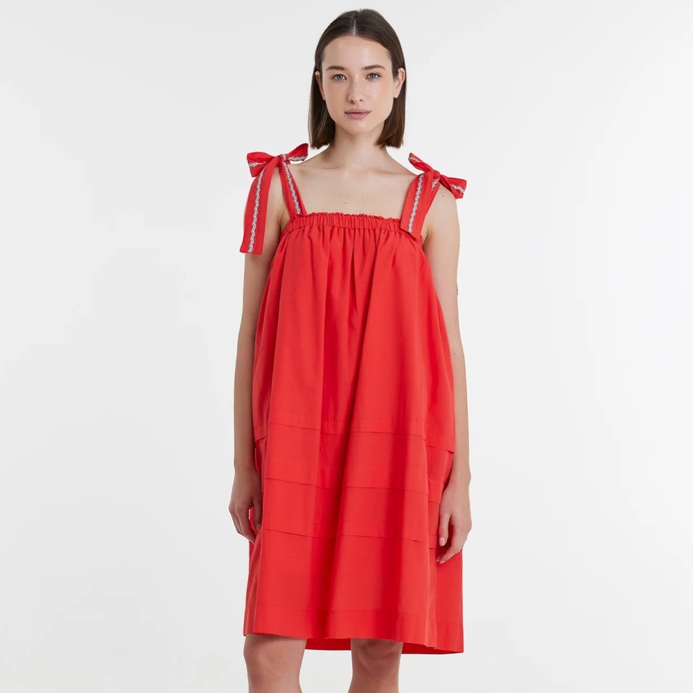 Devotion Twins Raizel Tiered Strappy Bow Mini Dress Red Greek S M L Tropical